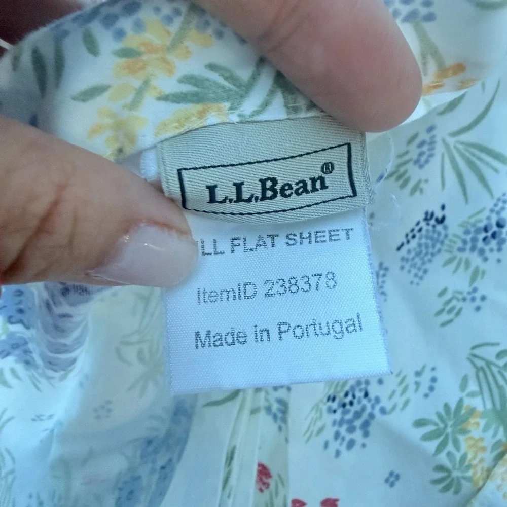 L.L. Bean Full Sheet Set 4 Piece Standard 100% Cotton Botanical Wildflower Vint.
